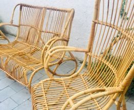 Salon de jardin rotin vintage 