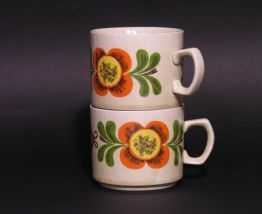Tasses à Café Weidmann / Mugs Rétro 70 Fleur Orange