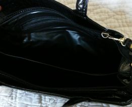 Sac à main vintage noir vernis  années 70
