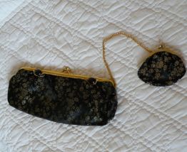 Pochette tissus vintage noir et or