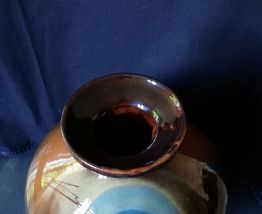 Vase boule en céramique vernie 1970
