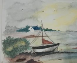 Cadre aquarelle "Un coin de Bretagne" 