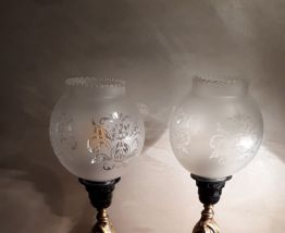 duo de lampes pied en bronze 1970 