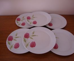 6 anciennes assiettes à dessert en porcelaine