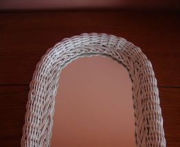 Miroir Vintage en rotin blanc (années 70)