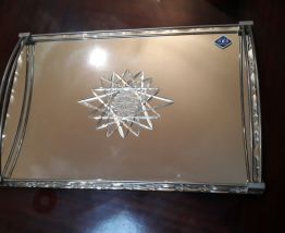 plateau miroir art deco verre biseauté 