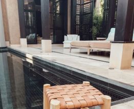 Tabouret marocain cuir et bois