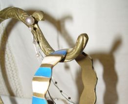 Bracelet laiton, nacre et pierre bleue naturelle