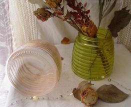 Lot de 2 vases/bocaux en verre pastel : un rose, un vert