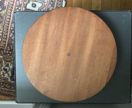 Plateau à fromage vintage en bois, verre et inox années 60