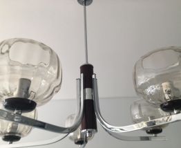 SUSPENSION VINTAGE CHROME ET 5 globes  VERRE 