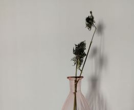 Carafe / vase en verre rose