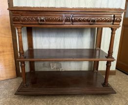 Bahut en bois massif et plateau en marbre 