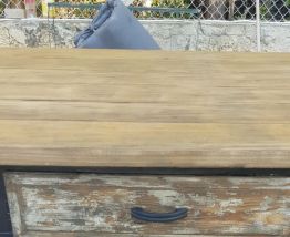 Longue table de drapier , patinée,  années 50 