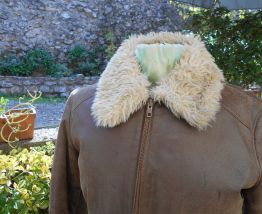 BLOUSON CUIR MARRON VINTAGE T 38 TBE