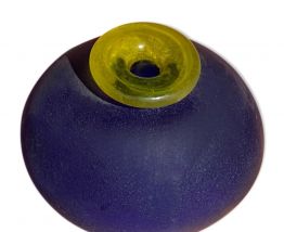 Vase en verre sable bleu