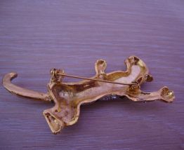 Broche léopard vintage strass et hématites