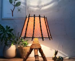 Lampe en rotin années 1970