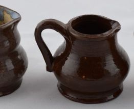 Lot de 3 pots à crème poterie brune