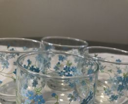 9 verres à eau myosotis veronica fleurs bleues