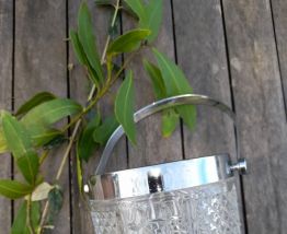 seau à glaçon, anse en métal argenté, Vintage, 1960's