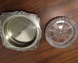 Cendrier métal et verre