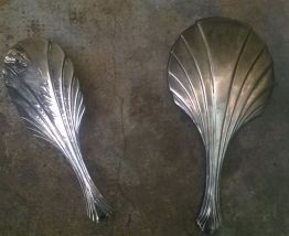 Set  miroir + brosse Art Deco en metal argenté