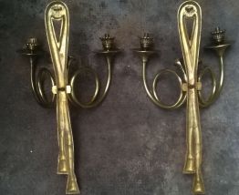 Paire d'applique aux cors 1940
