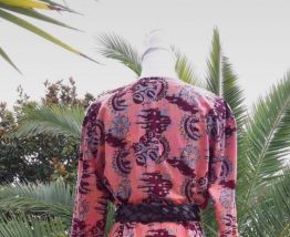 Jolie robe Vintage coton rose et bleu T. 40/42