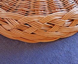 Grand Plateau ou Grande Corbeille en Osier Vintage Rotin