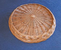 Grand Plateau ou Grande Corbeille en Osier Vintage Rotin