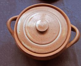 6 Tasses à café Soucoupes Sucrier en Grès Vernissé Vintage