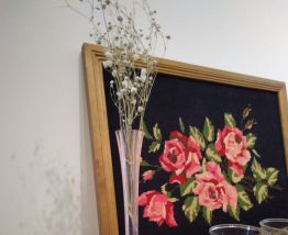 Soliflore vintage rose orangé pied en étoile