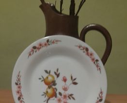 4 assiettes dessert Arcopal pommes et fleurs de pommier