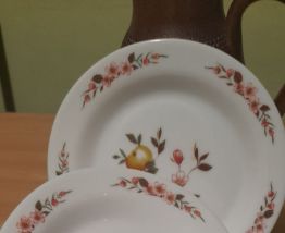 4 assiettes dessert Arcopal pommes et fleurs de pommier