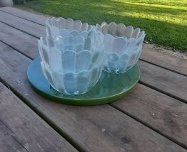 6 coupelles dessert en verre épaisseur, forme corolle