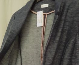 Veste en maille Bleu Chiné Damart, col Tai, taille 50