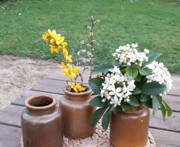 3 petits pots ou vases en gres emaillé