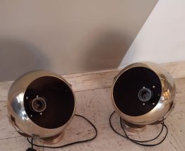 Paire applique ou lampe eyesball doré année 60- 70 vintage