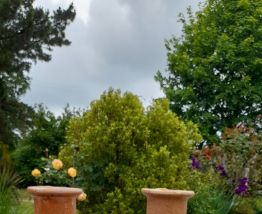 Duo de bougeoirs en grès clair, artisanal