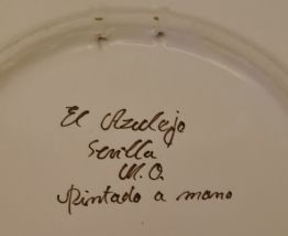 Assiette céramique de Séville El Azulejo M.O. pintado a Mano