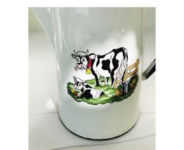 Cafetière/Théière Vintage émaillée décor vaches