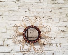 Miroir osier vintage