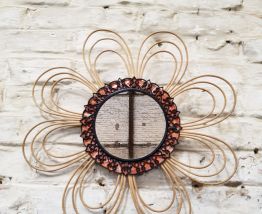 Miroir osier vintage