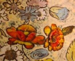 Plat Vallauris décor Floral fait main, pièce unique