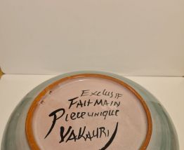 Plat Vallauris décor Floral fait main, pièce unique