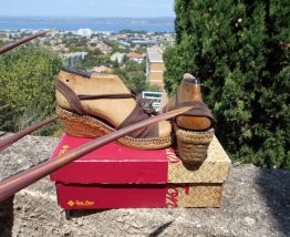 ESPADRILLES TONI PONS VINTAGE 1950TAUPE MARRON NEUF BOITE