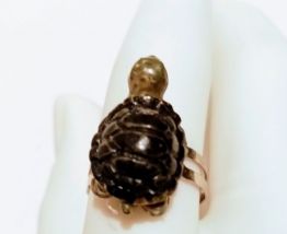 Bague réglable petite tortue de jardin, pour tous