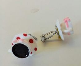 Boutons de manchette tasse de café blanche 