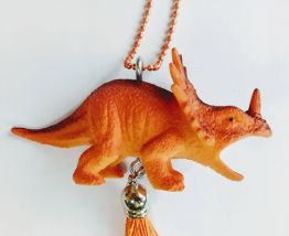 Collier dinosaure orange, Tricératops, fille, garçon